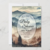 Dusty Blue and Mocha Brown Mountains Baby Shower Kaart (Voorkant)