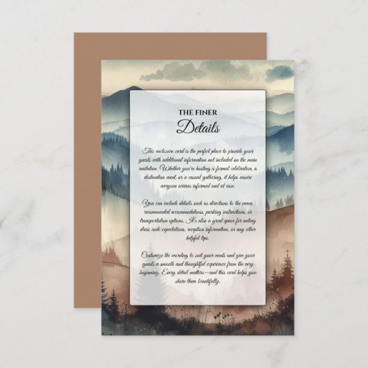 Dusty Blue and Mocha Brown Mountains Informatiekaartje (Voorkant / Achterkant)