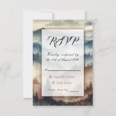 Dusty Blue and Mocha Brown Mountains RSVP Kaartje (Voorkant)