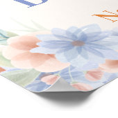 Dusty Blue and Peach Bloemen Meisjes Baby shower Poster (Hoek)