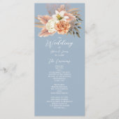Dusty Blue and Peach Floral Wedding Program Programmakaart (Voorkant)