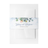 Dusty Blue and Pink Blossoms bloemenbruiloft Uitnodigingen Wikkel (Voorkant Voorbeeld)