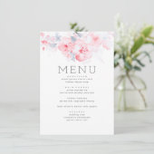 Dusty Blue and Pink Floral Theme Menu (Staand voorkant)