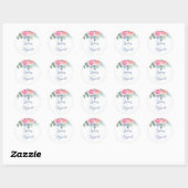 Dusty Blue and Pink Floral Wedding Seals Ronde Sticker (Vel)