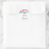 Dusty Blue and Pink Floral Wedding Seals Ronde Sticker (Tas)