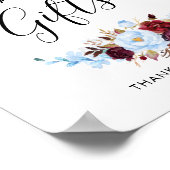 Dusty Blue and Red Wedding Cards and Gifts Sign Poster (Hoek)