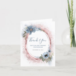 Dusty Blue and Roos Gold Glitter Floral Bedankt