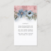 Dusty Blue and Roos Gold Glitter Modern Floral Visitekaartje (Achterkant)