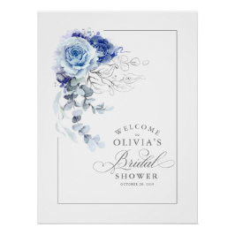 Dusty Blue and Silver Bridal Shower Welcome Perfect Poster