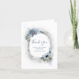 Dusty Blue and Silver Glitter Floral Bedankt