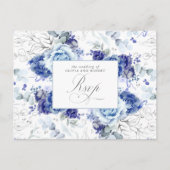 Dusty Blue and Silver Wedding RSVP Postcard Briefkaart (Voorkant)