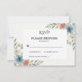 Dusty Blue and Terracotta Floral Wedding RSVP Kaartje (Voorkant)