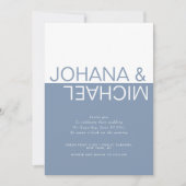 Dusty blue and white colorblock whimsical wedding  kaart (Voorkant)