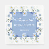 Dusty Blue and White Floral Boho Vrijgezellenfeest Servet (Voorkant)