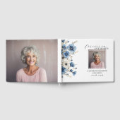 Dusty Blue and White Floral Funeral Memorial Gastenboek (Volledig)