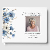 Dusty Blue and White Floral Funeral Memorial Gastenboek (Voorkant)