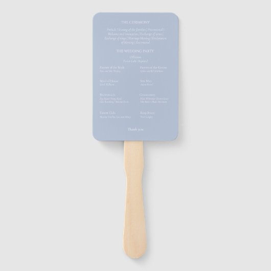 Dusty Blue and White Floral Hydrangea Set van fans Handwaaier (Achterkant)