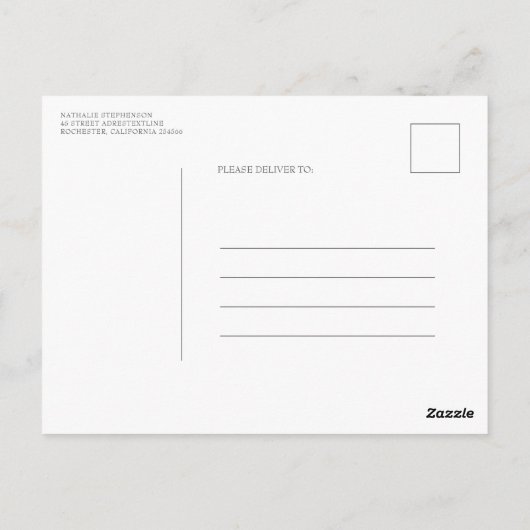 Dusty Blue and White Floral Sla de datum op Briefkaart (Achterkant)