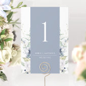 Dusty Blue and White Floral Wedding Table Number
