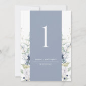 Dusty Blue and White Floral Wedding Table Number (Achterkant)