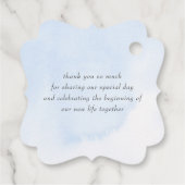 Dusty Blue and White Flowers Bruiloft Dank u Bedankjes Labels (Achterkant)