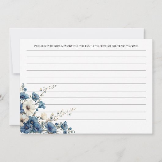 Dusty Blue and White Funeral Memorial Memory Kaart (Achterkant)