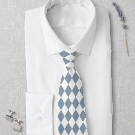 Dusty Blue and White Harlequin Diamond Tie Stropdas