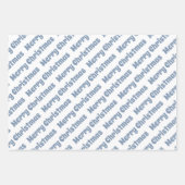 Dusty blue and white Merry Christmas holiday Inpakpapier Vel (Voorkant 3)