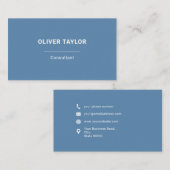 Dusty Blue and White Minimalist Custom Name Text Visitekaartje (Voorkant / Achterkant)