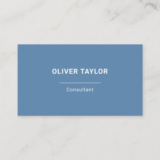 Dusty Blue and White Minimalist Custom Name Text Visitekaartje (Voorkant)