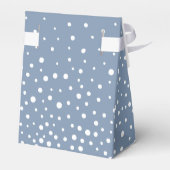 Dusty blue and white polka dot pattern wedding fav bedankdoosjes (Achterkant)
