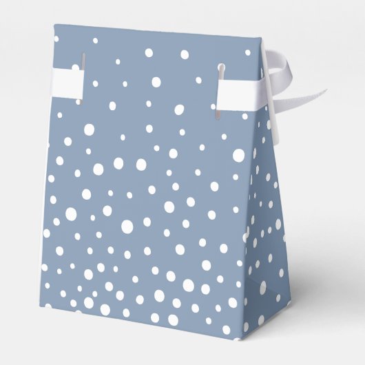 Dusty blue and white polka dot pattern wedding fav bedankdoosjes (Achterkant)