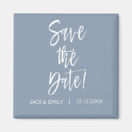 Dusty Blue and White Save the Date Magnet