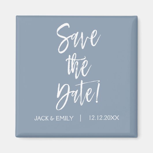 Dusty Blue and White Save the Date Magnet (Voorkant)