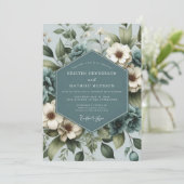 Dusty Blue Anemone Bloom Wedding Kaart (Staand voorkant)