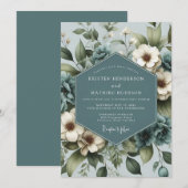 Dusty Blue Anemone Bloom Wedding Kaart (Voorkant / Achterkant)