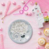 Dusty Blue Anemone Cream Peony Floral Papieren Bordje (Feest)