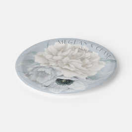 Dusty Blue Anemone Cream Peony Floral Papieren Bordje