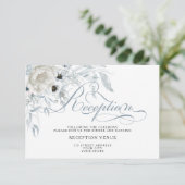 Dusty Blue Anemone Peony Floral Kaart (Staand voorkant)