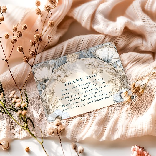 Dusty Blue Anemone Wedding Bedankkaart