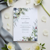 Dusty Blue Anemone Winter Wedding Kaart