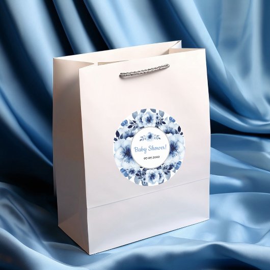 Dusty Blue Anemones Flower Baby shower Ronde Sticker