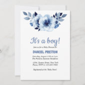 Dusty Blue Anemones Waterverf Baby shower Kaart (Voorkant)