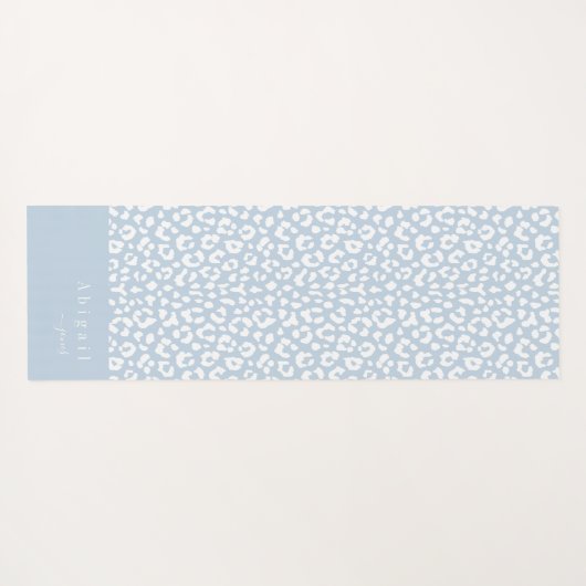 Dusty blue Animal Print Script Naam Gepersonalisee Yogamat (Achterkant (horizontaal))