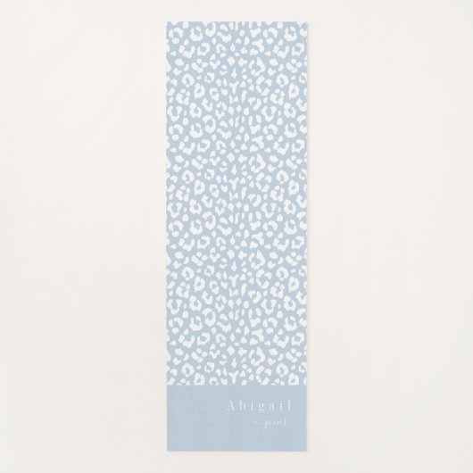 Dusty blue Animal Print Script Naam Gepersonalisee Yogamat (Voorkant)