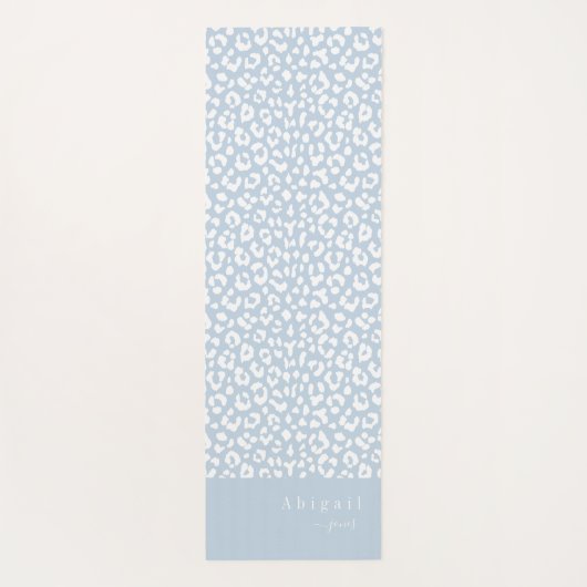 Dusty blue Animal Print Script Naam Gepersonalisee Yogamat (Achterkant)