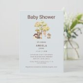 Dusty Blue Animals Boy Baby shower Invitation Kaart (Staand voorkant)