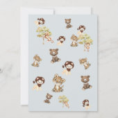 Dusty Blue Animals Boy Baby shower Invitation Kaart (Achterkant)
