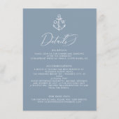Dusty Blue Anker nautische bruiloft Details Informatiekaartje (Voorkant)