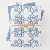 Dusty Blue Arabesque Geometric Pattern Inpakpapier Vel